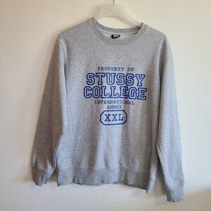 NWOT Stussy Property Of Crew Sweatshirt Collegiate Size S Gray